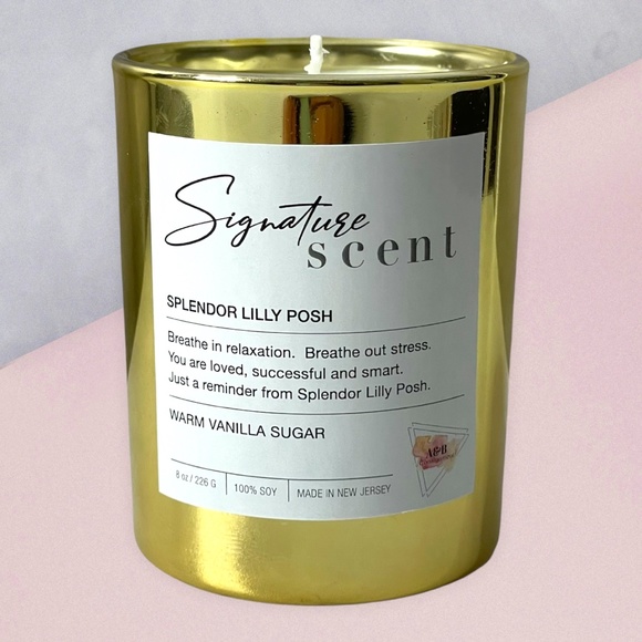 Splendor Lilly Posh Signature Scent Warm Vanilla Sugar Soy Wax Candle - Picture 3 of 7